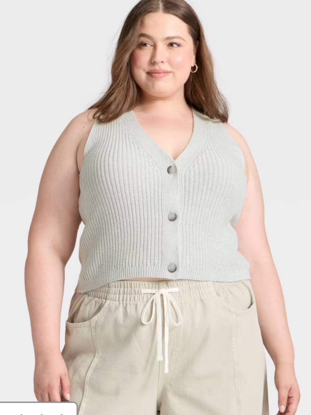 Universal Thread Women's Button-Front Sweater Vest Light Gray XXL‎